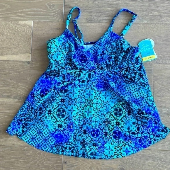 Nwt Swim Solutions Santorini Underwire Tankini Swim Top - Picture 4 of 6